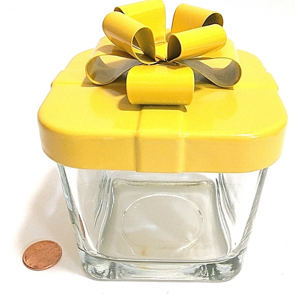 Vintage Glass Candle Jar Metal Bow FINAL PRICE - Picture 1 of 5